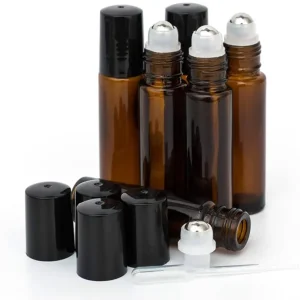 3ml 5ml 8ml 10ml 15ml 30ml Amber Color Pocket Essential Oil Perfume Roller Bottles Mini Roll On Bottle with Steel Roller Ball