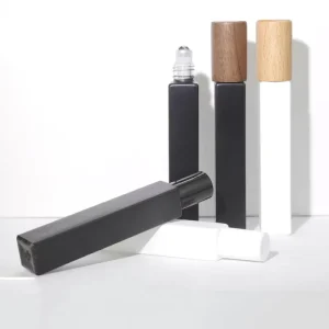 3ml 5ml 8ml 10ml Matte Black Square Perfume Roll on Glass Bottle with Metal Roller Bottle for Perfume Essential Oil
