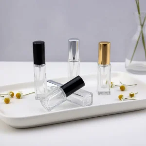 3ml 5ml Square Glass Perfume Spray Bottles Empty Atomizer with Metal Caps