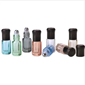 3ml 6ml 12ml Gold Wheat Pattern Roll on Bottles Transparent Glass Essential Oil Roller Perfume Sample Containers