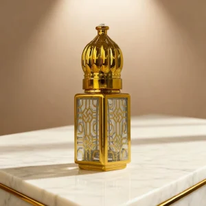 3ml 6ml 12ml Golden Octagonal Arabic Oud Glass Perfume Oil Attar Roller Bottle