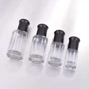 3ml 6ml 12ml Octagonal Roll On Glass Bottles with Aluminum Cap Clear Frost Surface for Skin Care Serum