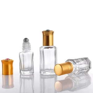 3ml 6ml 9ml 12ml Octagonal Glass Roll on Bottle Perfume Roll on Bottle
