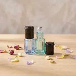 3ml Orange Blue Gray Purple Octagon Glass Roll On Bottle Cosmetic Packaging Perfume Glass Roller Bottle
