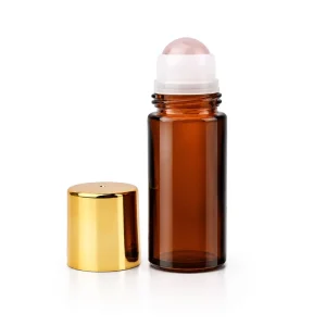 50ML Perfume Essential Oil Stone Roller Roll On Glass Bottle With Rose Quartz Roller
