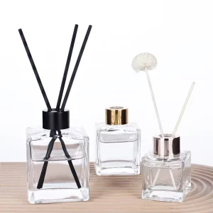 50ml 100ml 150ml 200ml Glass Reed Diffuser Flint Square Aromatherapy Perfume Bottle Screw Cap