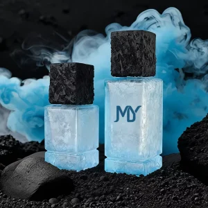50ml 100ml Square Blue Crackle Glass Perfume Bottle Luxury Ice Crackle Design with Zinc Alloy Cap for Fragrance Packaging