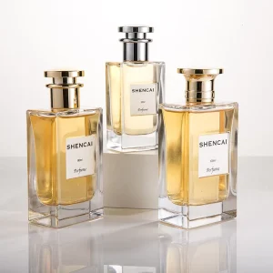 50ml 80ml 100ml Fragrance Glass Bottles with Zamak Cap Thick Bottom Rectangle Label Window Pump Sprayer Parfum Perfume Bottle