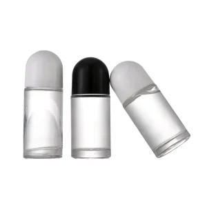 50ml Amber Glass Roll Bottle Clear Empty Refillable Essential Oil Perfume Deodorant Skin Care Cream Shape