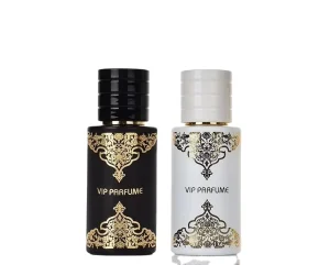 50ml Cylindrical Glass Perfume Bottle with Screw Cap Screen Printed Black & White Reed Diffuser Ready Empty Spray Bottle