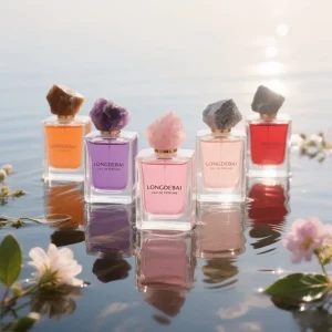 50ml Empty Perfume Bottles Square Spray Perfume Bottle 30ml 100ml Clear Glass Perfume Bottle With Natural Stone Lid