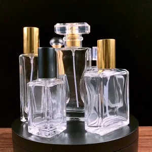 50ml Flat Transparent Blue Spray Glass Perfume Bottle 1.7oz Men’s Scent 15mm Crimp Top Pump Sprayer Reed Diffuser MOQ