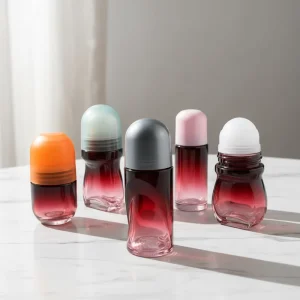 50ml Gradient Glass Empty Roll On Bottles Cosmetic Packaging Screen Printed Carton Packed for Deodorant Perfume Use