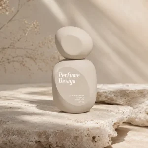 50ml Minimalist Perfume Bottle Stone Shape Glass Matte Beige Zen Style Empty Fragrance Jar Custom Logo Private Label
