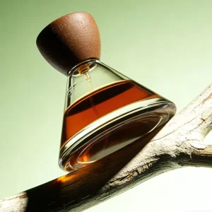 50ml Natural Conical Clear Glass Perfume Bottle with Wooden Cap Eco Friendly Fragrance Packaging for Cosmetics