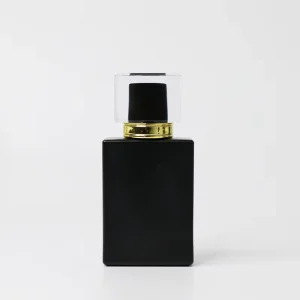 50ml Square Perfume Glass Bottle with Cork Sealing White Black Clear Screen Printing Magnetic Cap & Spray Pump