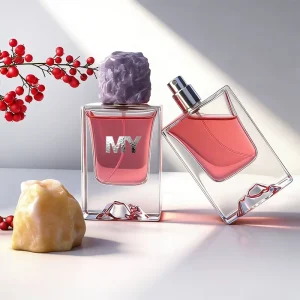 50ml Thick Bottom Mountain Peaks Empty Square Spray Perfume Fragrance Parfum Bottles And Irregular Stone Effect Resin Cap