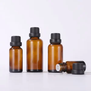 5ml 10ml 15ml 20ml 30ml 50ml 100ml Amber Glass Essential Oil Bottles with Black Cap