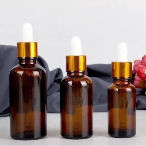 5ml 10ml 15ml 30ml 100ml Round Amber Empty Serum Glass Dropper 30 ml Essential Oil Bottle with Gold Pipette