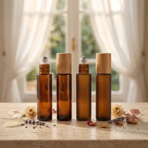 5ml 10ml 15ml Bamboo Amber Frosted Deodorant Roller Bottle Packaging Essential Oils Packaging