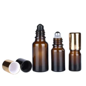 5ml 10ml Amber Glass Perfume Roll on Bottle with Screen Printing and Custom Logo for Skin Care Serum and Cosmetic Use