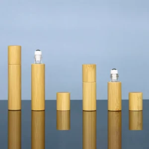 5ml 10ml Bamboo Empty Perfume Essential Oil Roll on Bottle with Stainless Steel Roll for Screen Printing Recyclable