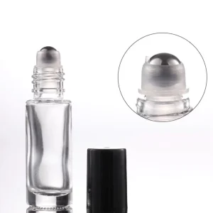 5ml 10ml Clear Perfume Roll On Glass Bottle with Black Cap Roller Bottle