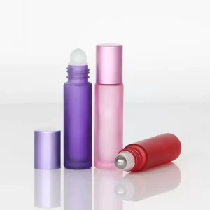 5ml 10ml Custom Pink Frosted Roll on Glass Perfume Bottle with Roller Ball