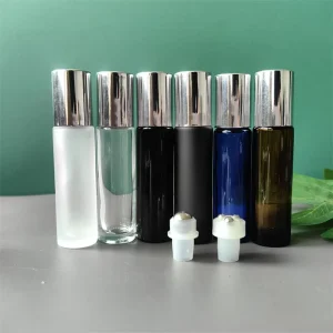5ml 10ml Empty Glass Deodorant Triple Roller for Cosmetic Tube with Screen Printed Perfumed Design