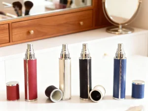 5ml 10ml Leather Cylinder Perfume Bottle Pump Sprayer Leakproof Refillable Hot Stamping Portable Travel Size