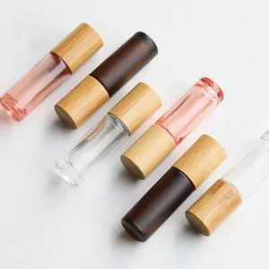 5ml 10ml Matte Bottles Perfume Essential Oil Clear Bottle 5ml Glass Roll on Bottle with Bamboo Lid and Rollers for Oils