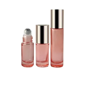 5ml 10ml Pink Roller Bottle Essential Oil Perfume Empty Rose Gold Glass Roll on Bottle With Plastic Glass Steel Ball
