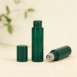 5ml 8ml 10ml Green Cylinder Cosmetic Packaging Empty Perfume Fragrance Essential Oil Glass Roll on Container Bottles