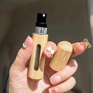 5ml 8ml Eco friendly Bamboo Shell Perfume Atomizer with Spray Cap Screw Cap Refillable Mini Perfume Spray Bottles for Travel