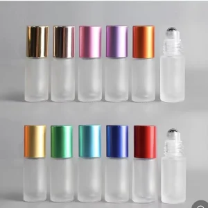 5ml Frosted Clear Glass Roller for Ball Bottle Empty Perfume Container with Screw Cap Roll On Seal for Essential Oils