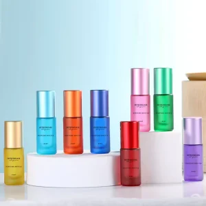 5ml Matte Multi Colors Perfume Roll on Bottle With Metal Roller and Plastic Cover Lid Essential Oil Ball Glass Bottles
