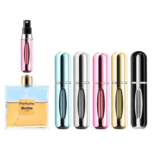 5ml Pocket Size Travel Perfume Atomizer Refillable Aluminum Spray Bottle for Lipstick Lotion & Toothpaste Blister Card Packaging