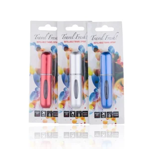 5ml Pocket Size Travel Refillable Aluminum Perfume Atomizer Spray Bottles with Blister Card Packaging