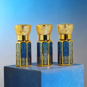 6ml Octagonal Roller Bottle for Essential Oils Gold Arabic Style Attar Glass Bottle