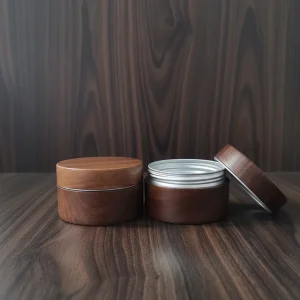 80g Black Walnut Wood Lid Aluminum Jar Cosmetic Refillable Packaging for Cream Balm Solid Perfume Solid Soap