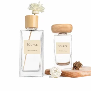 80ml 120ml 150ml 250ml Clear Glass Bottle with Screw Top Wooden Lids for Fragrance Aroma Diffuser
