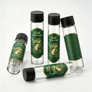 85mm 90mm 120mm 125mm Eco friendly CR Glass Test Tube Different Size Glass Tube with Child Resistant Cap Private Labels