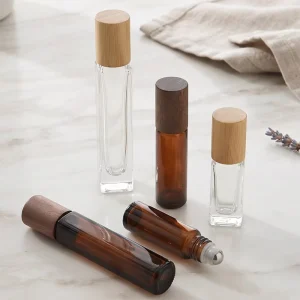 8ml 15ml 10ml rollon perfume bottles Glass Roller Bottle Perfume Essential Oil Roll on Bottles With Walnut Cap