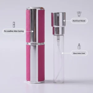 8ml Cylinder PU Leather Perfume Atomizer Twist Design Mini Refillable Spray Bottle Custom Logo Portable Fragrance