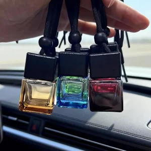 8ml Gradient Clear Glass Square Shape Custom Multi Color Scent Car Air Freshener Bottle with Screw Cap