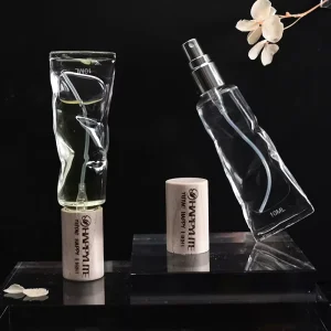 8ml Natural Bamboo Wooden Cap Irregular Glass Sprayer Perfume Bottle Glass Tube