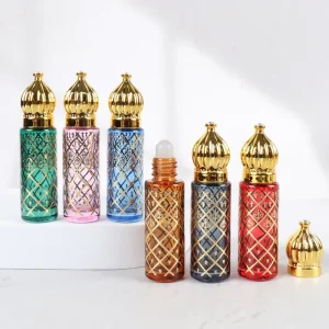 8ml Perfume Glass Roll on Bottle Empty Essential Oil Blue Purple Black Container Eye Cream Roller Ball Bottles
