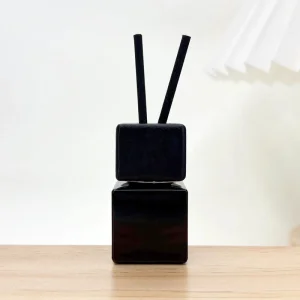 8ml Square Aromatherapy Glass Bottle Wood Lid Screen Printed Reed Diffuser Car Hotel Interior Decoration Essential Oil Bottles
