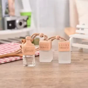8ml Square Car Diffuser Bottle Empty Refillable Glass Hanging Car Perfume Bottle Car Air Freshener Pendant Bottle