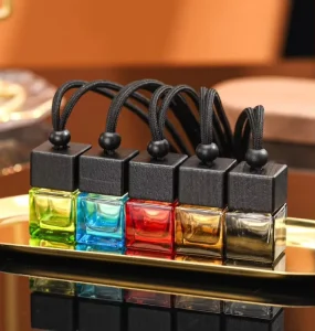 8ml Square Colored Car Aromatherapy Essential Oil Diffuser Bottle Cars Air Freshener Vial Empty Hanging Perfume Bottle Fragrance
